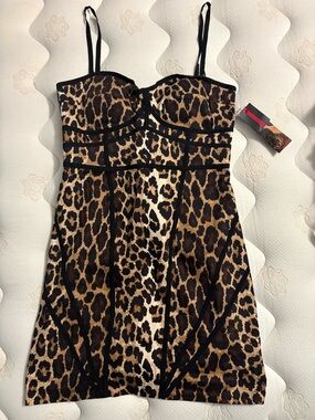 sofia by sofia vergara Leopard Print Mini Dress in Brown and Black